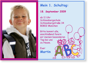 EInschulung, Buchstaben-M�nnchen, hellblau