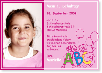EInschulung, Buchstaben-M�nnchen, pink