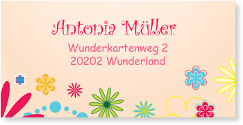 Adressaufkleber, flower power