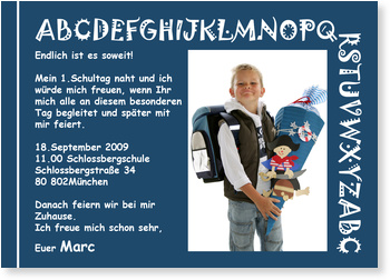 Einschulung, ABC, blau