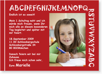 Einschulung, ABC, rot
