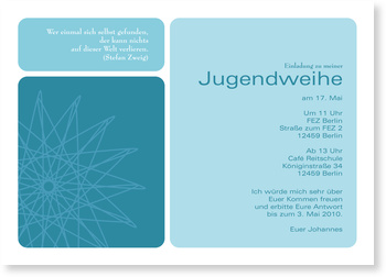 Jugendweihe, blau, Stern, Einladung