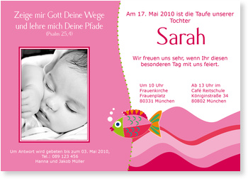 Taufe, rosa, Fisch, M�dchen