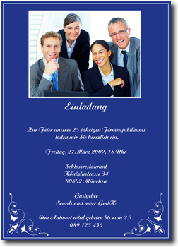 Businesseinladung, blau, elegant