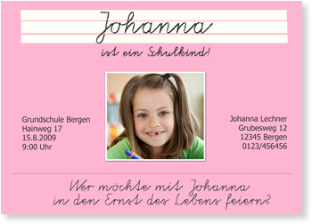 Einschulung, rosa