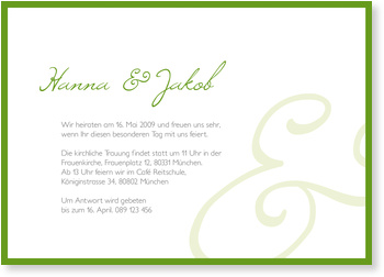 Hochzeitseinladung, bambusgr�n