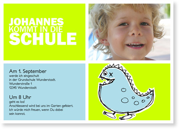 Einschulung, Drachen, Jungen, blau