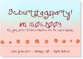 Kindergeburtstag,  Erdbeeren, rosa