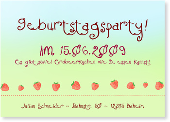 Kindergeburtstag,  Erdbeeren, blaugr�n