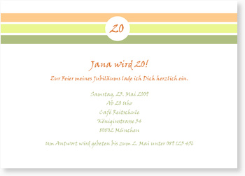 Geburtstag, 20, klassische Streifen
