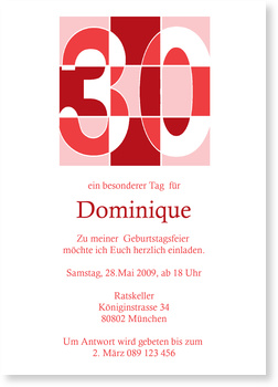 30. Geburtstag, rot, modern