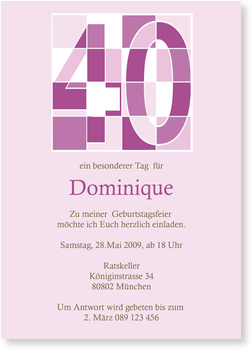 40. Geburtstag, violett, modern