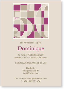 50. Geburtstag, violett, modern