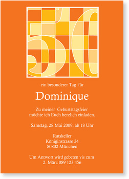 50. Geburtstag, terracotta, modern