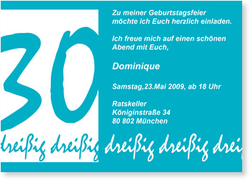 Geburtstag, 30, t�rkis