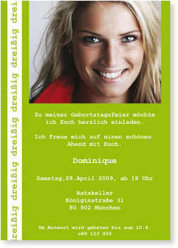Geburtstag, 30, hellgr�n