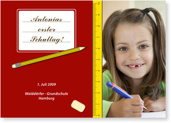 Einschulung, Schulheft, rot