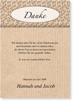 Danke, Ornamente, schlicht