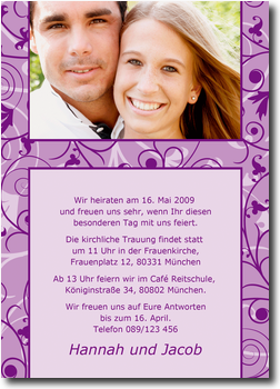 Hochzeitseinladung, violett, modern