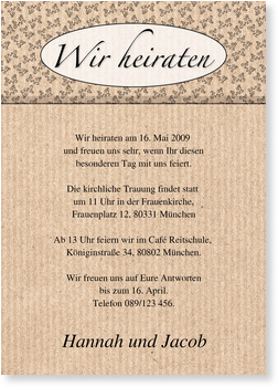 Hochzeitseinladung, Ornamente, schlicht