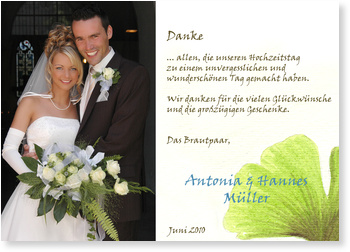 Ginkoblatt, Danksagung, Hochzeit