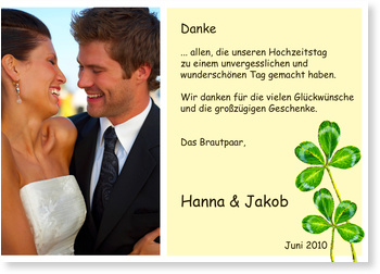 Kleebl�tter, Danksagung, Hochzeit, gelb