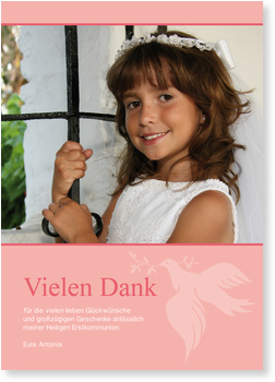 Taube, Danksagung, rosa, M�dchen, Kommunion