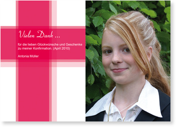 Danke, Kreuz, Kommunion, Konfirmation, magenta