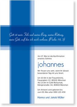 Kreuz, Kommunion, Konfirmation, royalblau