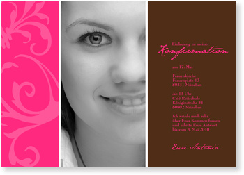 Konfirmation, Ranke, pink, Einladung
