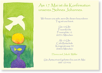 Konfirmation, Fisch, Taube