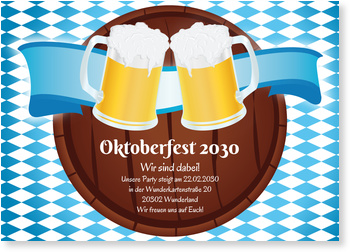 Oktoberfest, Bierfass, blau-wei�