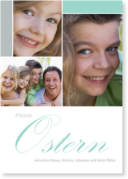 3 Fotos, Ostern, Gru�karte, Ostergru�, t�rkis