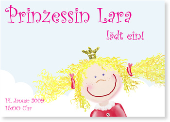 Geburtstagseinladung, Prinzessin, hellblau