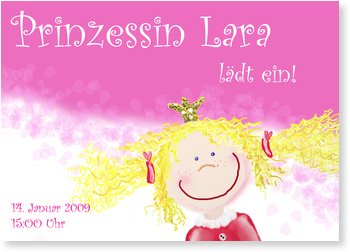 Geburtstagseinladung, Prinzessin, rosa