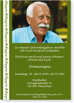 Geburtstag, 80, gr�n, stilvoll