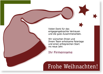 Weihnachtsm�tze, Sterne, rot, gr�n