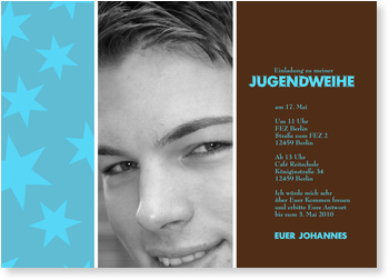 modern, Einladung, Jugendweihe, Stern, t�rkis