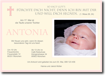 Taufe, rosa, stilvoll