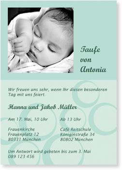 taufe, einladung, seifenblasen, mintgr�n