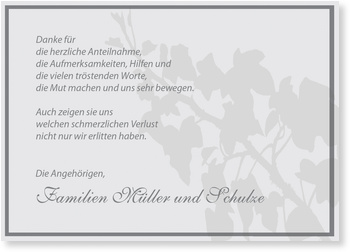 Trauer, Danke, grau
