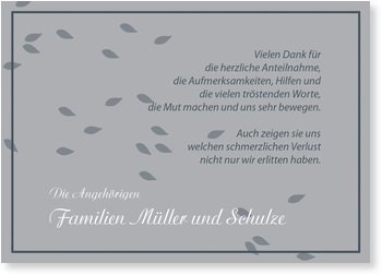 Trauer, Danke, Bl�tter