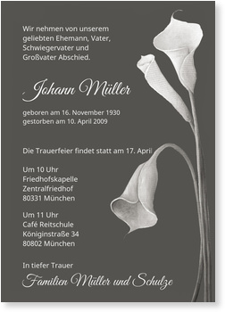 Trauer, Call-Pflanze, dunkelgrau