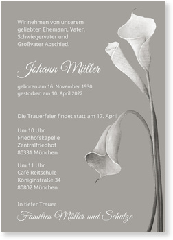 Trauer, Call-Pflanze, hellgrau