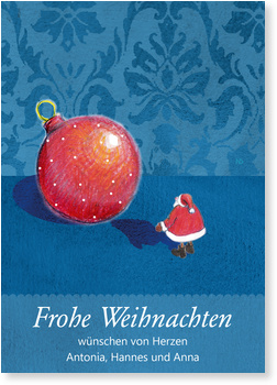Weihnachtskugel, Weihnachtsmann, Nikolaus, blau, rot