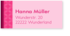 adressetikett, streifen, kreise, pink