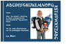 Dankeskarte, Einschulung, ABC, blau
