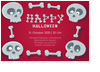 halloween, rot, einladungskarte, knochen