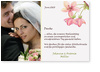 Hochzeit, Danke, wei�e Einladungskarte, Kirschblume, rosa, gemaltes Blumenmotiv