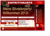 Eintrittskarte, Ticket, Neujahr, Partyeinladung